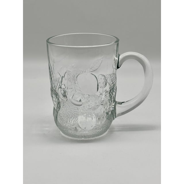 Vintage Arcoroc Gourmande Clear Pressed Glass Coffee Mugs, "Berry" Pattern, Set of 3 Mugs For Sale In Portland, ME - Image 6 of 8