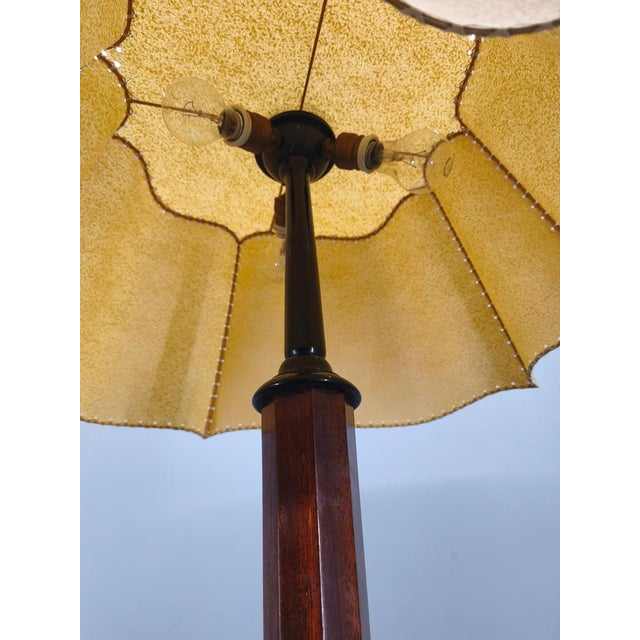 Art Deco Italian Wood and Metal Floor Lamp with Side Table, 1940s For Sale - Image 6 of 17