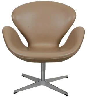 Swan Chair in Beige Essential Leather from Arne Jacobsen