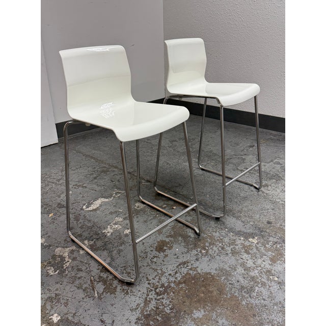 Modern Marcus Arvonen for Ikea Glenn White Counter Stools, Pair For Sale - Image 3 of 12