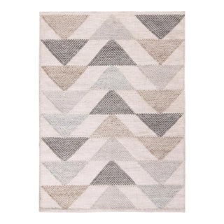 Rug & Kilim’s Scandinavian Style Geometric Cream & Gray Wool Kilim Outdoor Rug - 10'x10' For Sale
