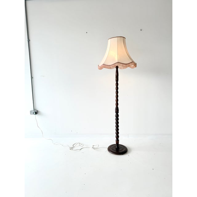 Vintage Art Deco Barley Twist Turned Oak Floor Lamp, 1930s For Sale - Image 10 of 17