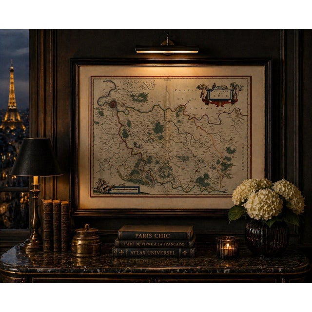 Antique Map of Brie and Champagne Paris Region by Blaeu, France, 1642 For Sale - Image 3 of 11