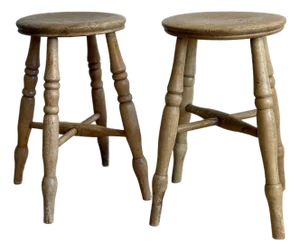 Pair of Antique English Pine Stools