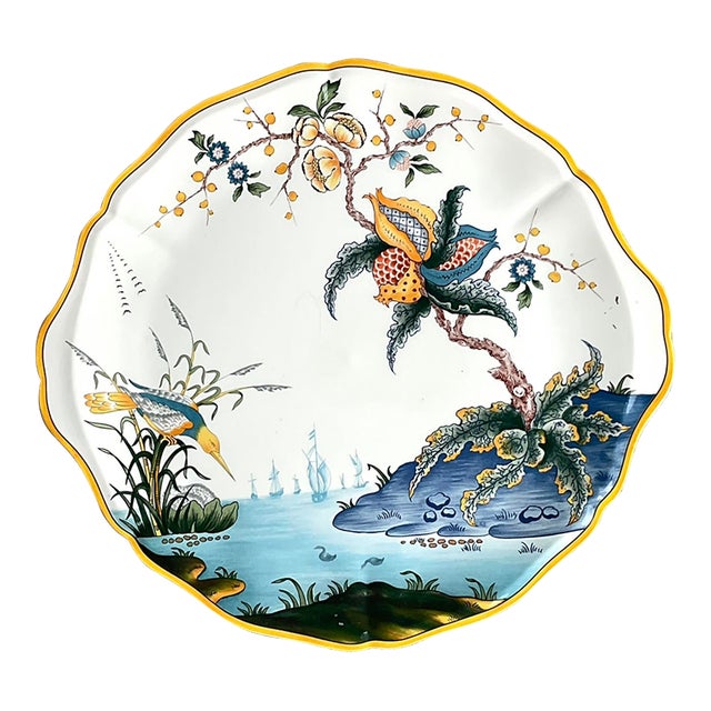 Vintage French Hand Painted Cake Plate For Sale