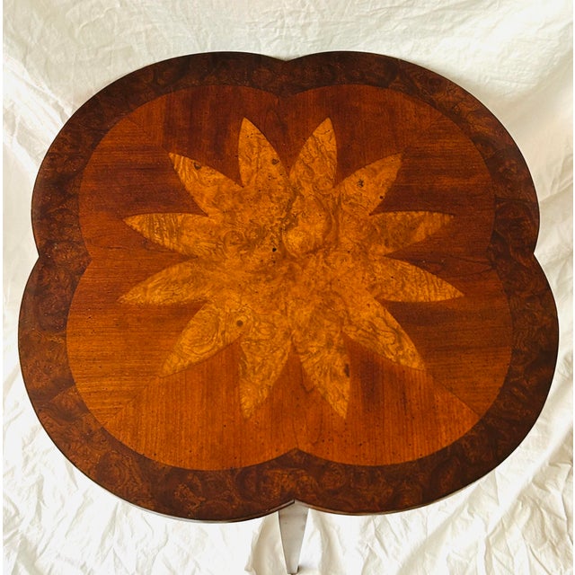 Hollywood Regency Vintage Maitland Smith Attributed Inlaid Mahogany Side Table For Sale - Image 3 of 7