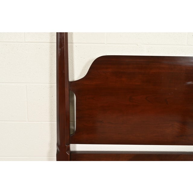 Brown Harden Georgian Carved Solid Cherry Wood Queen Size Poster Bed For Sale - Image 8 of 11