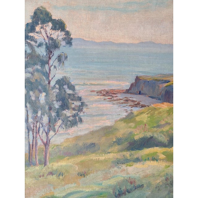 Blue 1930s Santa Barbara Oil Painting Early California Coastal Landscape For Sale - Image 8 of 16