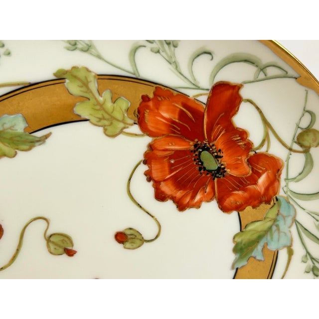 Red Antique Haviland Limoges Hand-Painted Poppy Plate — Pitkin & Brooks Chicago For Sale - Image 8 of 10