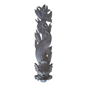 Dolphin Plaque Fish Fountain Down Spout, Large Cast Iron Plaque, 19th Century
