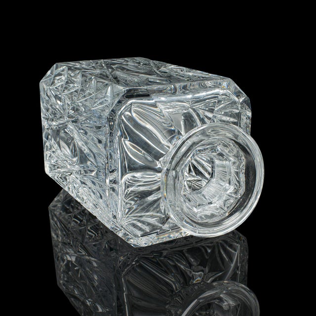 Transparent Vintage Whiskey Decanter, English, Crystal Glass, Scotch Bottle, Barware, c.1930 For Sale - Image 8 of 12