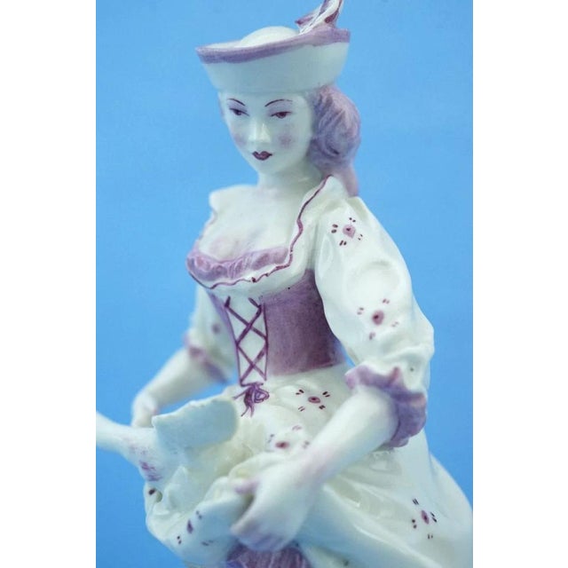 19th Century Porcelain Sculpture Lady with Duck by Capodimonte, Italy For Sale - Image 12 of 18