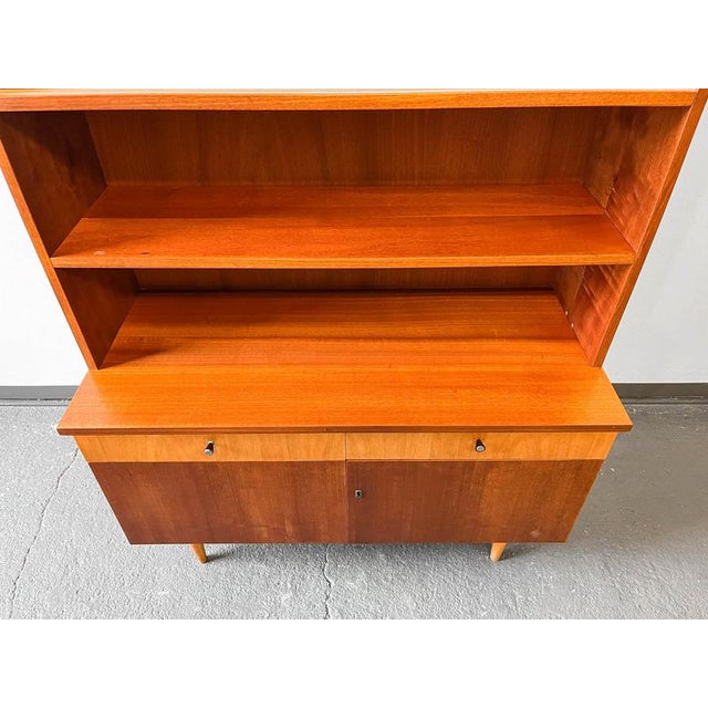 Cherry Bookcase with Display Case, 1960s For Sale - Image 14 of 18