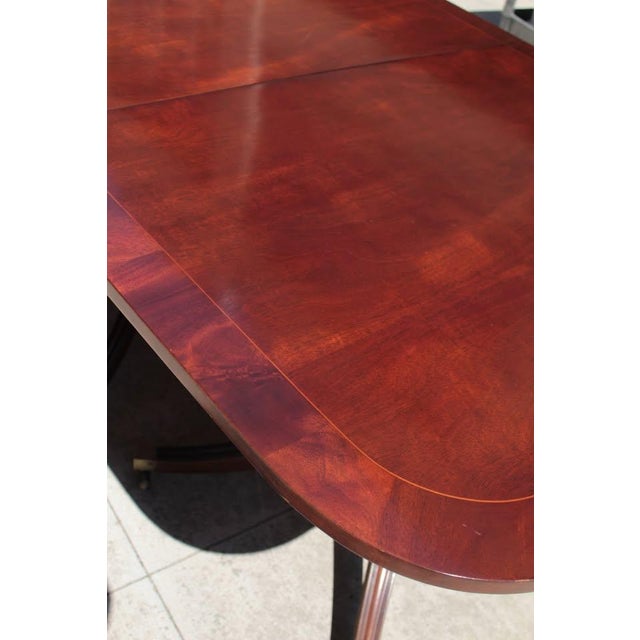 Early 20th Century Antique Mahogany Double Pedestal Duncan Phyfe Style Dining Table With Three Extension Leaves For Sale - Image 5 of 10