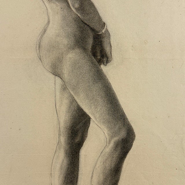 Realism Ludwig Ernst Faber (1855–1913) - Antique Figurative Nude Study of a Standing Woman, Signed (1890, Charcoal on Paper) For Sale - Image 3 of 8