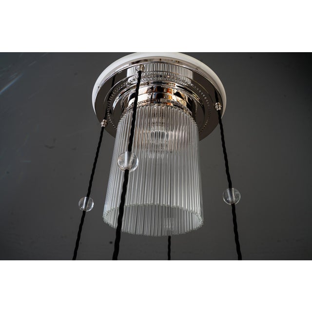 Art Deco Nickel Chandelier with Glass Sticks, 1920s For Sale - Image 12 of 18