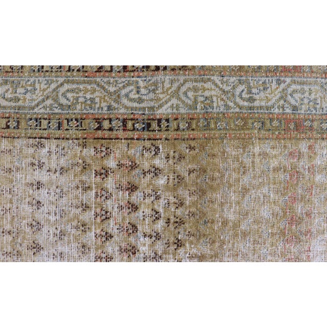 Antique Saraband Persian Rug With Small Paisley in Chartreuse Yellow Background For Sale - Image 10 of 12