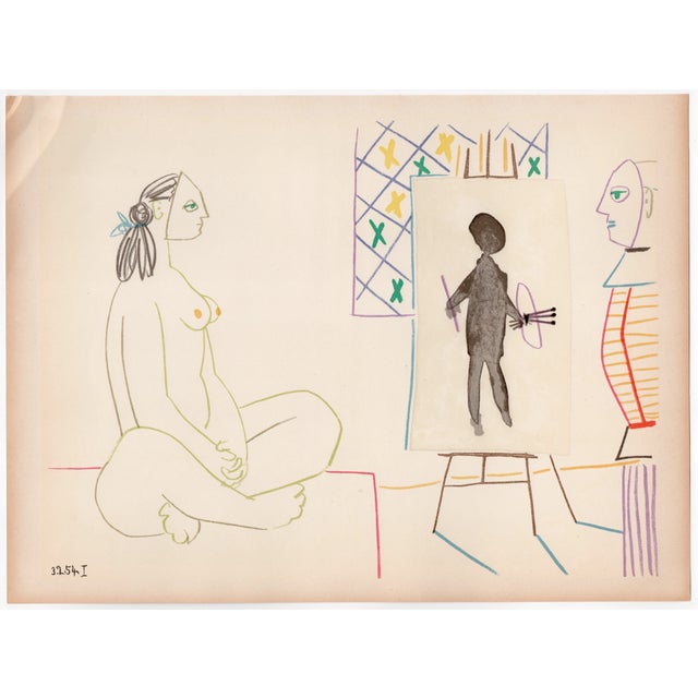 Pablo Picasso, Painter and Nude Model, Lithograph, 1954 For Sale - Image 7 of 8