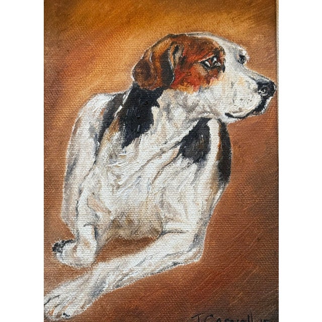 Contemporary Gold Wood Framed Oil on Canvas Portrait “Blinks Hound” Artist Signed J. Casnellie For Sale - Image 4 of 12