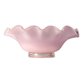 A Large Vintage Murano Glass Pink Oval Bowl by Barovier & Toso For Sale