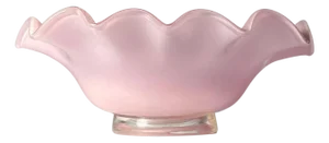 A Large Vintage Murano Glass Pink Oval Bowl by Barovier & Toso