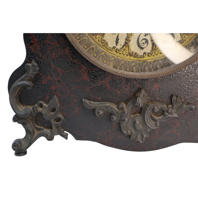 Antique Victorian Rococo Revival Mantel Clock With Ornate Cartouche Dial, Circa 1900 For Sale - Image 9 of 18