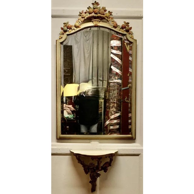 Gold Carved and Painted Console Mirror and Shelf, 1890s, Set of 2 For Sale - Image 8 of 8