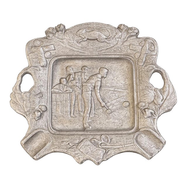 Vintage Varda Tavern Advertising Cast Aluminum Ashtray With Billiards Scene – Lyford, Indiana For Sale