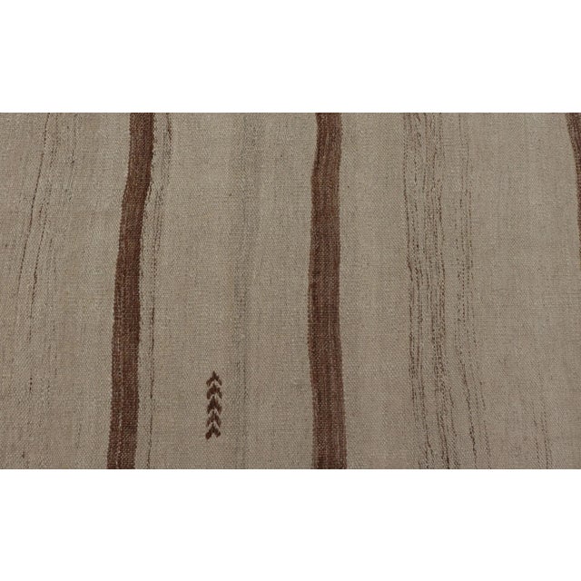Mid 20th Century Paneled Vintage Turkish Kilim Flat-Weave in Neutral Tones of Cream & Brown For Sale - Image 9 of 11