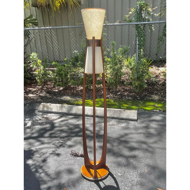 Mid 20th Century Mid 20th Century Mid Century Modern Modeline ‘Cactus’ Floor Lamp With Carved Wood For Sale - Image 5 of 12