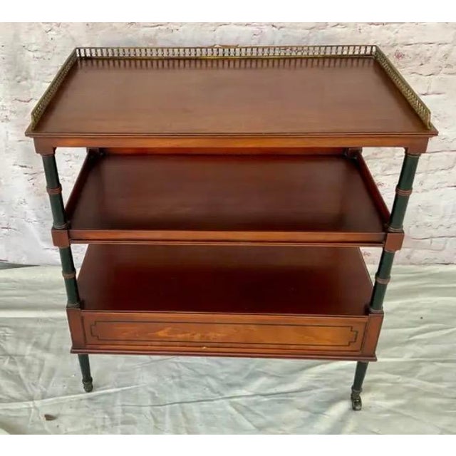 Traditional Beacon Hill Mahogany Etagere Side Table With Brass Gallery For Sale - Image 3 of 13