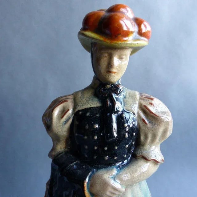 Ceramic Forest Girl Figure by Anton Kling for Karlsruher Majolika, 1935 For Sale - Image 9 of 10