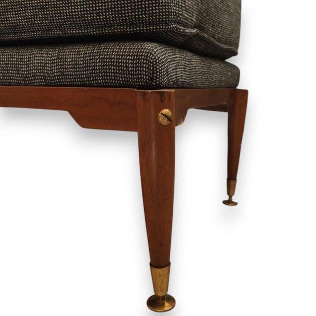 Mid-Century Modern Upholstered Wooden Bench, 1950s For Sale - Image 4 of 5