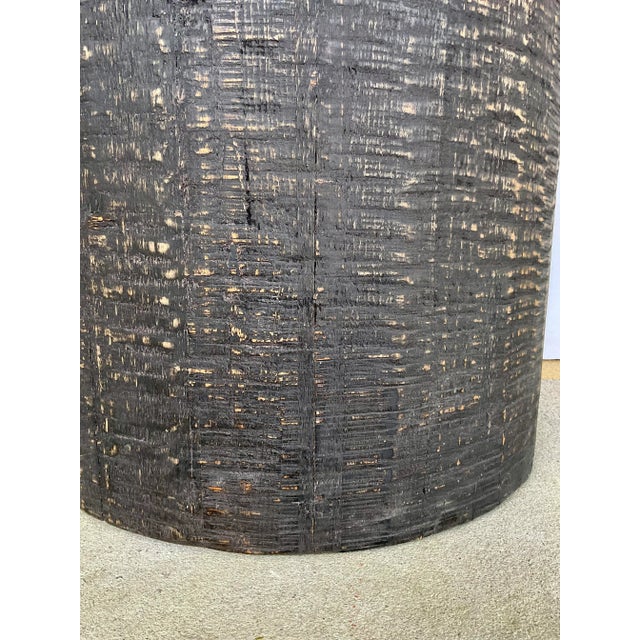 Stylish Organic Modern Dark Walnut Finished Distressed Side Table, mirror top