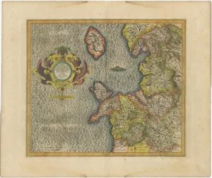 Antique Map of England by Mercator / Hondius, 1600