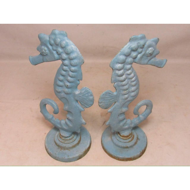 Pair of Vintage English Cast Iron Seahorses For Sale - Image 16 of 17