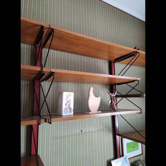 Wood Sideboard with Wall Bookcase, 1970s, Set of 2 For Sale - Image 7 of 14