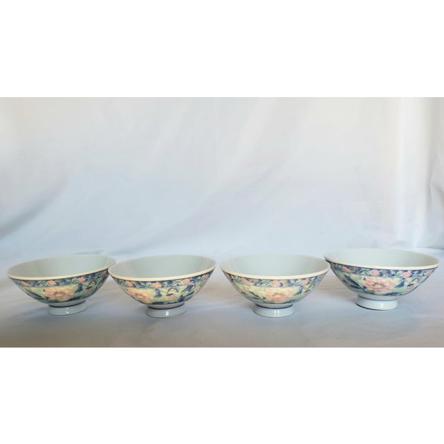 Late 20th Century Vintage Chinese Porcelain Pink and Blue Flower Asian ...