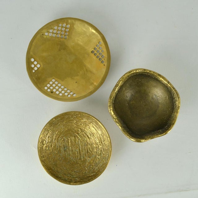 Metal Decorative Organic Bronze Bowls, 1970s, Set of 3 For Sale - Image 7 of 17