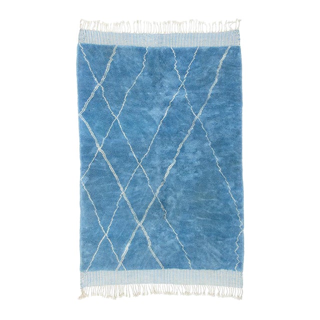 Vibrant Diamond Lattice Hand-Knotted Moroccan Wool Rug | 9'1" X 5'11" | One of a Kind For Sale