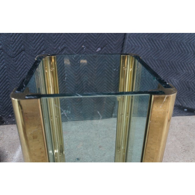 1980s Hollis Jones Style Hollywood Regency Beveled Glass Brass Dining Breakfast Table For Sale - Image 10 of 12