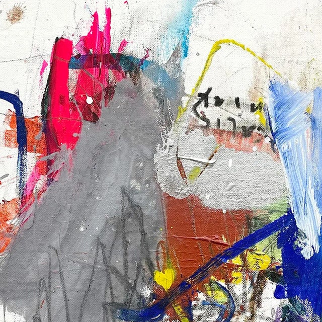 Abstract Contemporary Abstract Mixed Media on Canvas Painting "Odds and Ends" by Ludovic Dervillez For Sale - Image 3 of 3