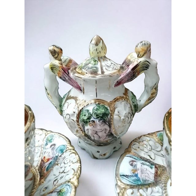 Tea and Coffee Service in Capodimonte Porcelain and Pure Gold, Set of 3 For Sale - Image 5 of 7