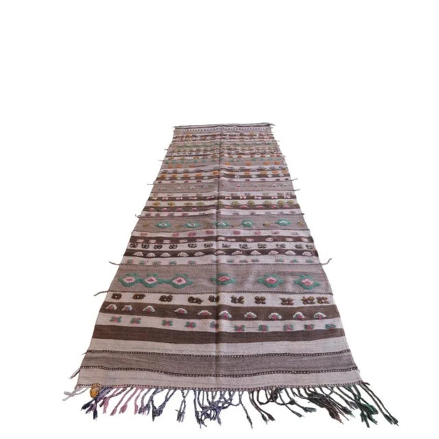 Authentic Moroccan Vintage Kilim Rug - 12 X 4.3 Ft For Sale In Cleveland - Image 6 of 8