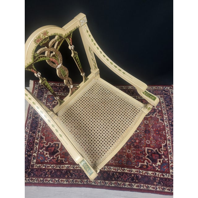 Hand-Painted Caned Armchairs – Pair For Sale - Image 4 of 17