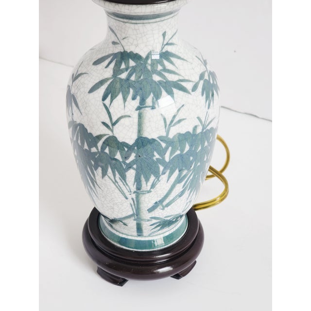 1990s Vintage Bamboo Motif Small Table Lamp For Sale - Image 5 of 10
