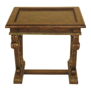 Asian Style Carved Base Side Table For Sale