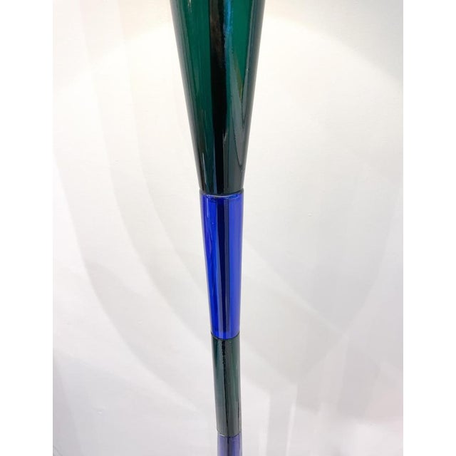 Mid-Century Blue & Green Murano Glass Floor Lamp attributed to Fulvio Bianconi, 1950s For Sale - Image 3 of 12