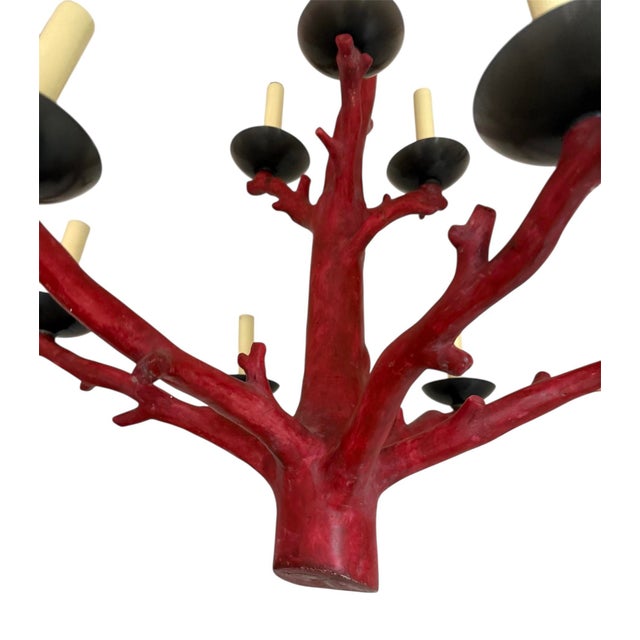 Plastic Faux Coral Oriel Harwood Attrib Chandelier For Sale - Image 7 of 12