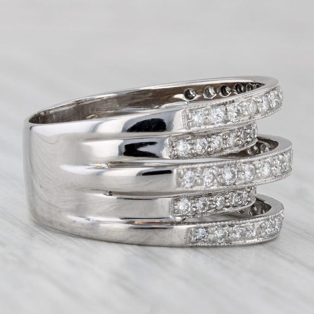 2010s 1.02ctw Diamond Multiband Ring 18k White Gold Size 8 Cocktail For Sale - Image 5 of 8